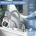 thumbnail image 5 of WOWOW 4 in. Centerset Double Handle High Arc Bathroom Faucet with Drain Kit Included in Brushed Nickel, 5 of 8