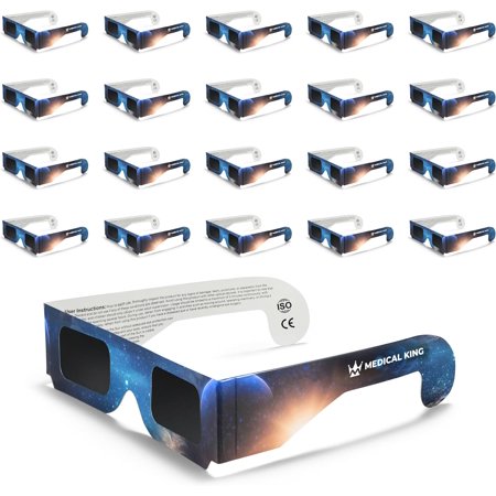 Medical king Solar Eclipse Glasses (20 PACK) Approved 2024 CE and ISO Certified Safe Shades for Direct Sun Viewing