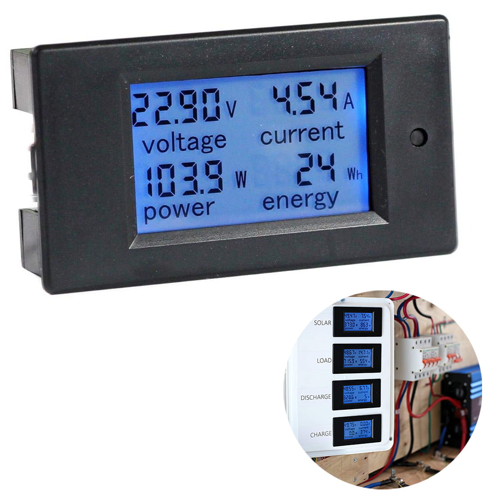 Spartan Power DC Meter Battery Monitor and Multimeter 0-100A 6.5V-100VDC LCD Digital Display Comes with 100A Current Shunt 