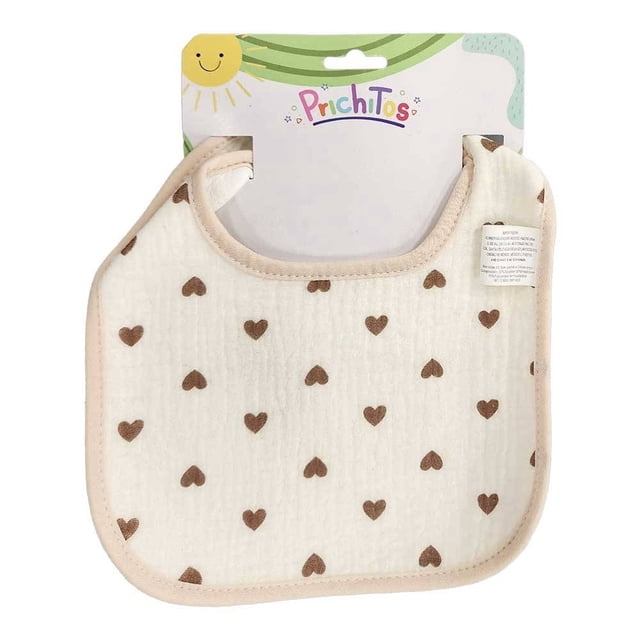 Babero Prichos Corazones Beige 21.5 x 24 cm