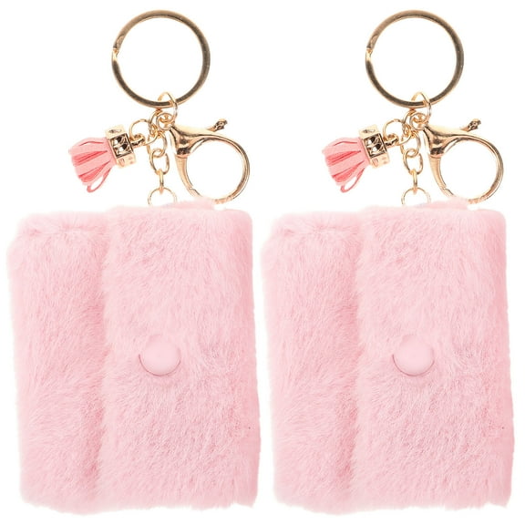 WRITWAA 2Pcs Bag Pendant Keychain Pink Plush Keyring for Daily Use