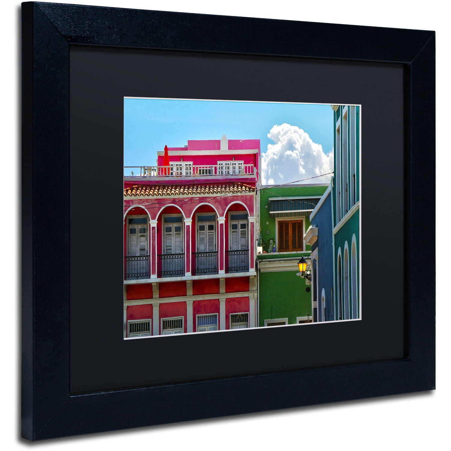 Trademark Fine Art "Old San Juan 10" Canvas Art by CATeyes, Black Matte, Black Frame