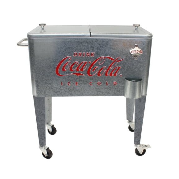 Leigh Country CP 98104 Coca-Cola 60 Qt. Metal Outdoor Patio Cooler - Silver