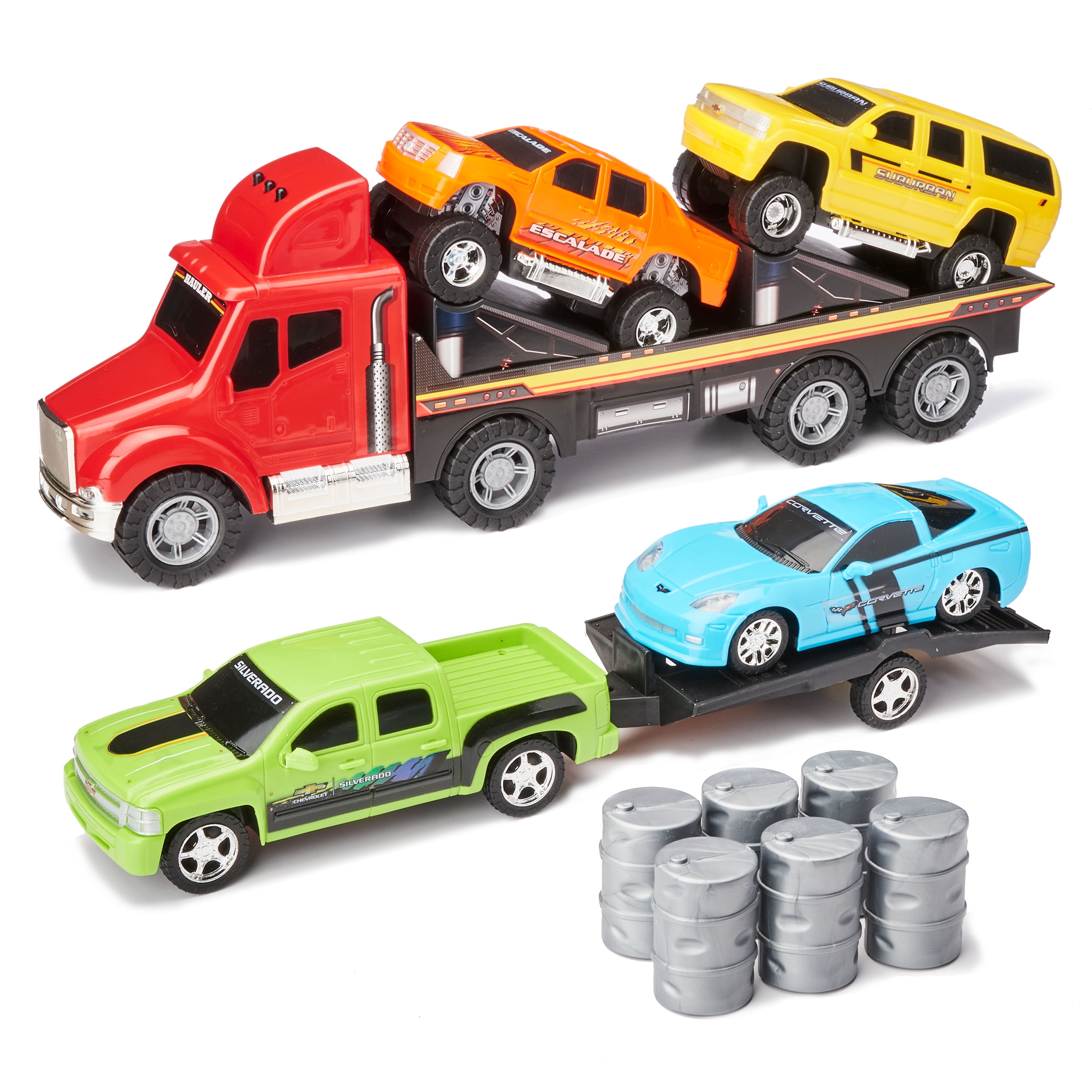 Boys Kids 1 64 Engineering Trailer Loader Truck Car Vehicle Model Toys Set Gift 