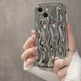 thumbnail image 2 of Water Ripple Pattern Curly Phone Case for iPhone 13 6.1 inch, Stylish Wave Frame Soft Case 3D Water Ripple Protective Cover Shockproof Case for Women Girls Slim Case - Silver, 2 of 11