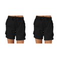 thumbnail image 1 of Jumpingount Pantalones cargo Pantalones cortos con bolsillos Cintura suelta Pantalones de verano Ropa de calle elástica Pantalones de playa de Negro 3XL 2Conjunto, 1 of 6