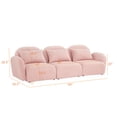 thumbnail image 7 of Three-Seat Sofa with Three Pillow, Modern Teddy Fabric Petal Sofa with Curved Armrests and Backrests, Comfy Living Room 3-Seat Sofa Furniture, Pink, 7 of 7