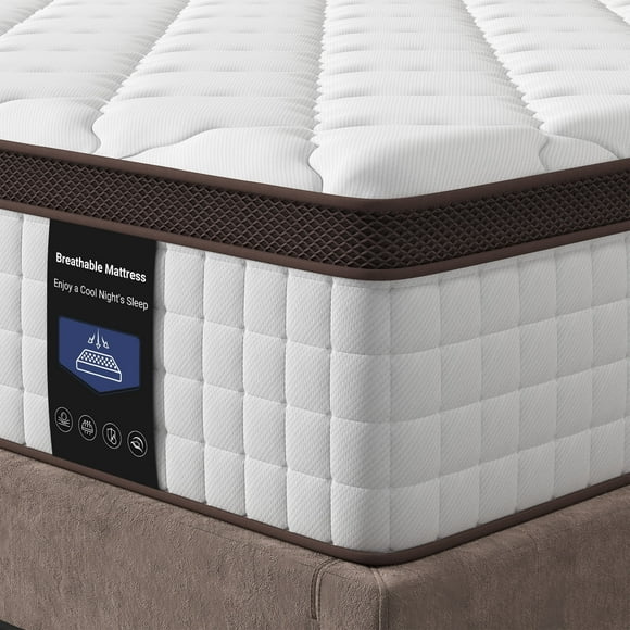 Full Size Mattress, Serweet 12 Inch Memory Foam Hybrid Full Mattress for Back & Pressure Relief, Comfort Plush Euro Pillow Top Mattress in a Box, Medium Firm, Made in North America