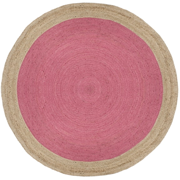 SAFAVIEH Natural Fiber Cebrail Geometric Area Rug, Pink/Natural, 10' x 10' Round