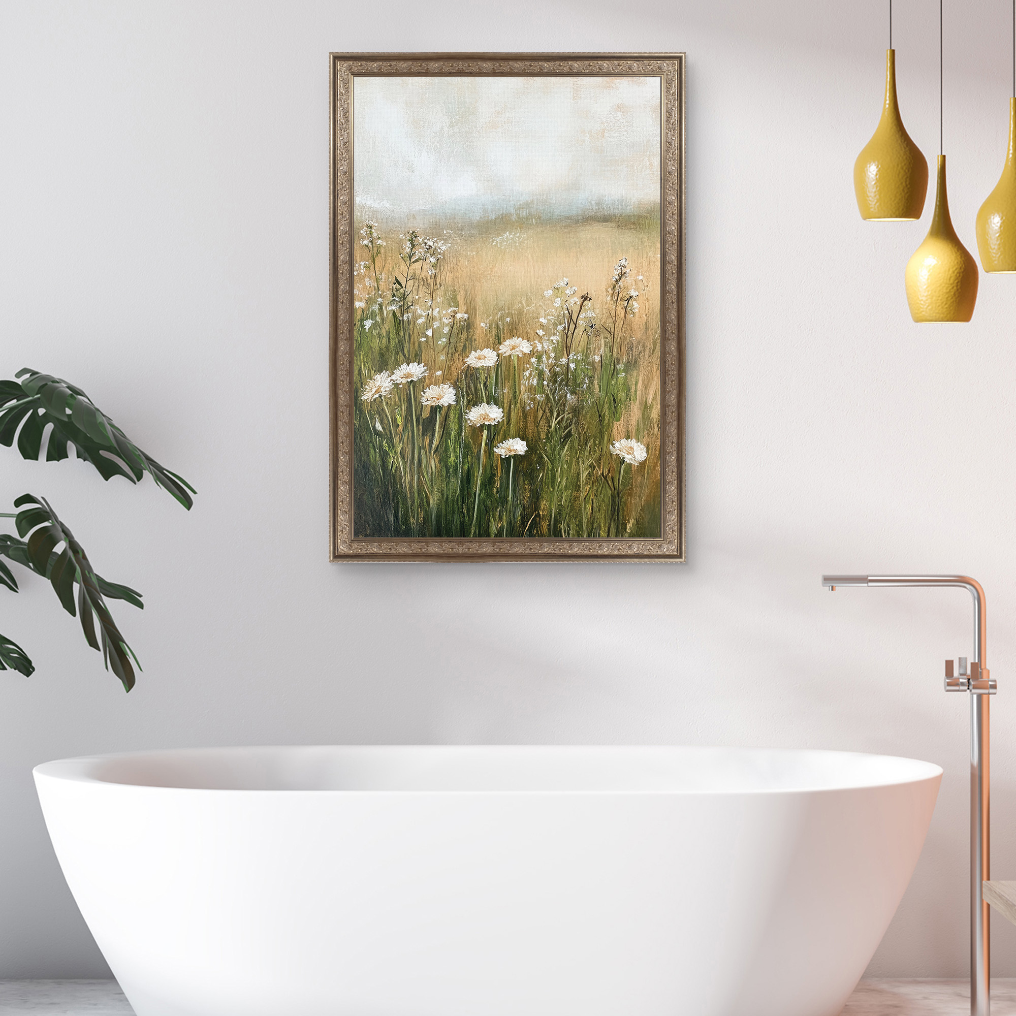 A Few White Flowers Framed Canvas