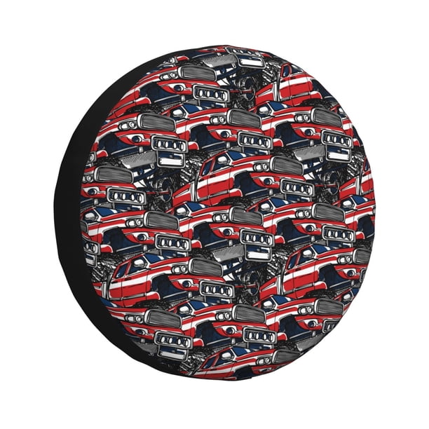 Balery Red And Blue Cars Cubiertas para Neumáticos - Protector Resistente para Neumáticos de Camioneta, SUV, Remolque, Camper y RV-15 inch