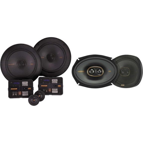 Kicker 51KSS6504 KS-Series 6.5" Component system with 1" tweeters w/ 51KSC69304 6x9" 3 Way Coaxial Bundle