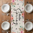 thumbnail image 6 of Spring Gnomes Floral Table Runner - 120 Inch Long, Kitchen Dining Table Runner Dresser Scarves, Pink Tulip Botanical Beige Burlap Farmhouse Decor for Coffee Tables Wedding Party Banquet, 6 of 8