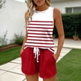 thumbnail image 6 of Mifsaly Womens Short Sets 2 Piece Outfits Summer Athletic Sets Women Striped Tank Tops And Drawstring Waist Shorts Red,XL, 6 of 7