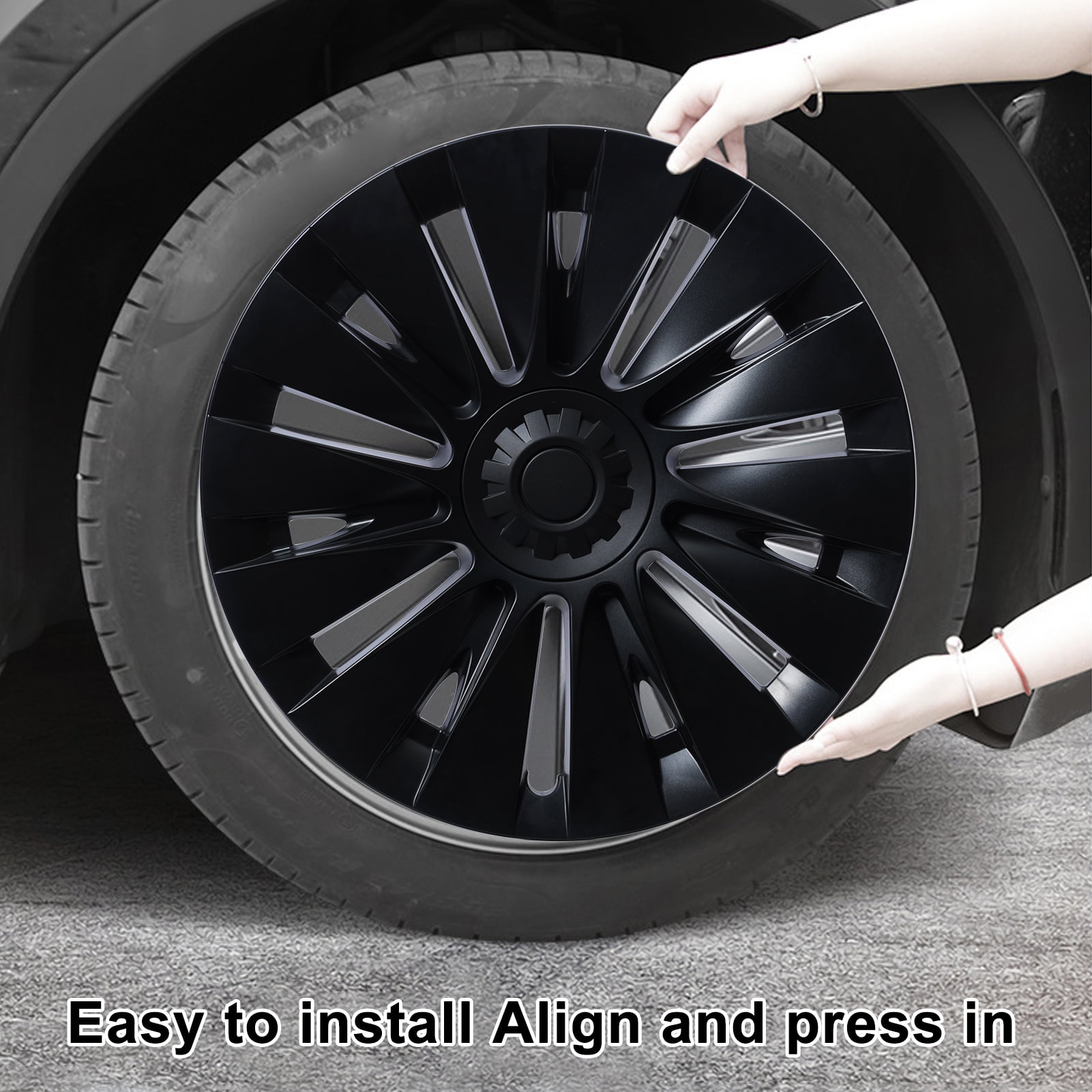 4Pcs/Set Wheel Cover Hubcap, Automotive Hub Caps, 19 Inches Modified Wheel Cover Replacement for Tesla Model Y