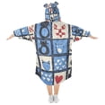 thumbnail image 2 of FORMRS Wearable Blanket Hoodie with Sleeves for Kids Cozy Flannel Sweatshirt, Black Cats and Hearts, 2 of 7