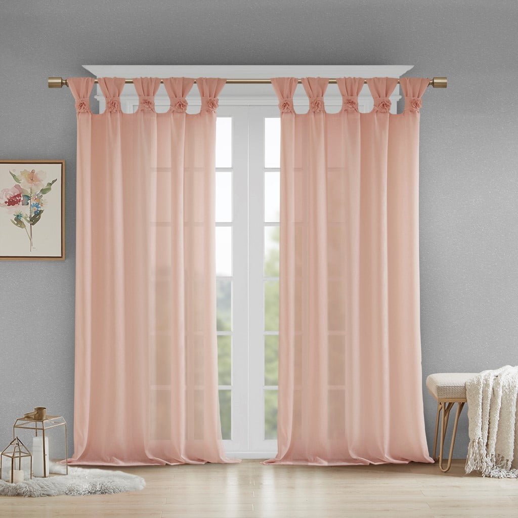 MAYEERTY Floral Embellished Cuff Tab Top Solid Curtain Panel(Only 1 Pc Panel)