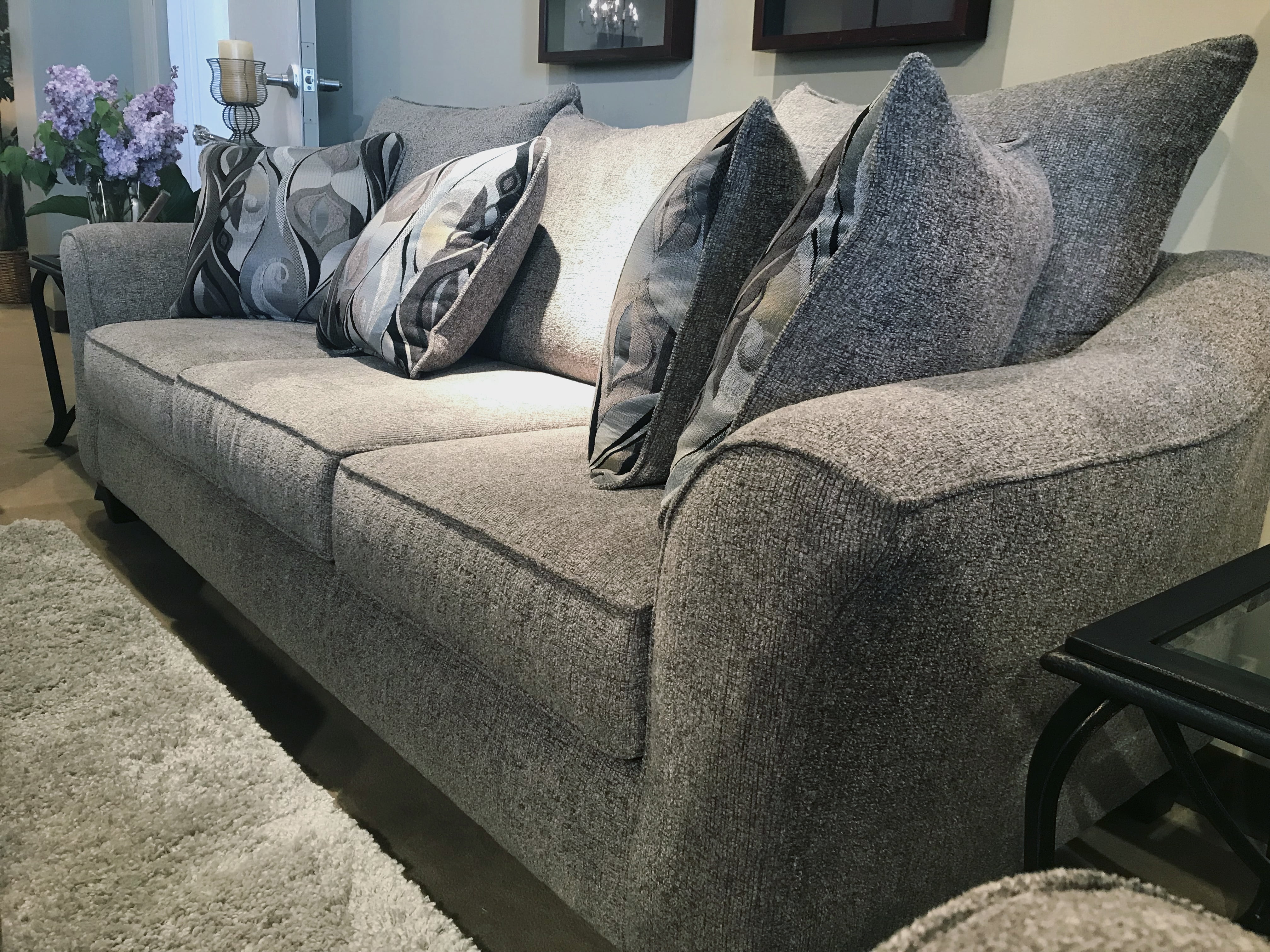 Roundhill Furniture Camero Platinum Fabric Pillowback Sofa