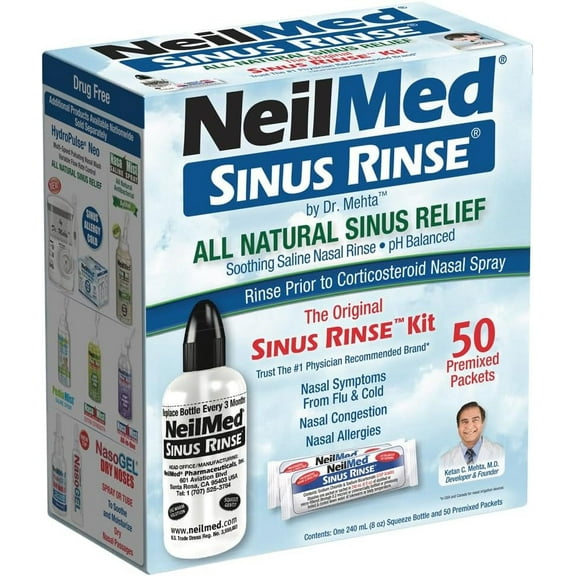 NeilMed Sinus Rinse - A Complete Sinus Nasal Rinse Kit, 50 count (Pack of 1)