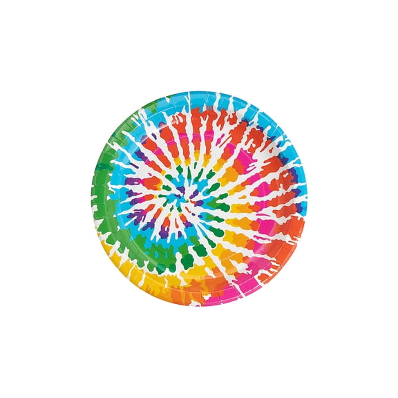 Fun Express Tie-Dye Swirl Paper Dessert Plates Birthday 8 Count
