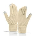 thumbnail image 2 of Womens Winter Wool Gloves Solid Color Fleece Lined Knit Cold Weather Proof, 2 of 4