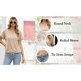 thumbnail image 3 of Blouses for Women Casual Short Sleeve Basic Tee Crewneck Dressy Tops Elastic Hem Summer T-Shirts, 3 of 9