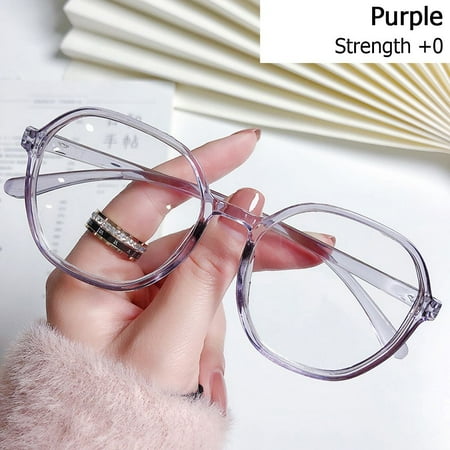 Women Men Far Sight Glasses Portable PC Frame Reading Glasses Anti-UV Blue Rays Glasses Presbyopic Eyewear Computer Goggles PURPLE STRENGTH +0