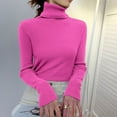 thumbnail image 4 of Clearance! Lisingtool sweater for women 2025 trendy Women Turtleneck Ribbed Knit Sweater Top Thumb Hole Long Sleeve Mock Neck Solid Slim Fit Casual Knitted Jumper Pink, 4 of 5