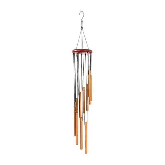 YYUZH 12-Tube Metal Wind Chime with Rotating Design and Red Wood Top, Soothing Sound Outdoor Indoor Hanging Decor for Garden and Home