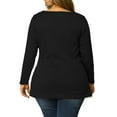 thumbnail image 3 of Agnes Orinda Women's Plus Size Tops Belted Knot Tie V Neck Long Sleeve Casual Knit Blouse 1X Black, 3 of 8