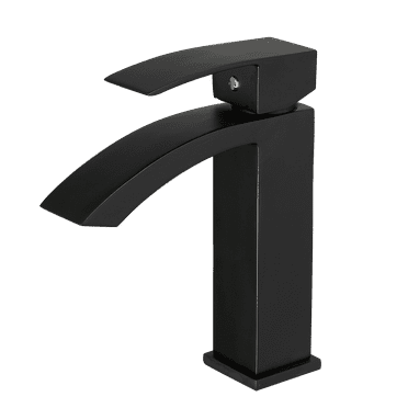 ANGELES HOME Waterfall Bathroom Sink Faucet Vessel Sink Faucet, Single Handle Bathroom Faucet 1 Hole Bowl Lavatory Vanity Faucet, Matte Black