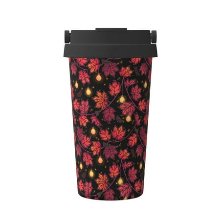 

KLL Beautiful Maple Leaf Lantern Pattern Stainless Steel Vacuum Insulated Tumbler - Carry Insulated Coffee Mug - Reusable Insulated Cold Brew Iced Coffee Cup Thermos