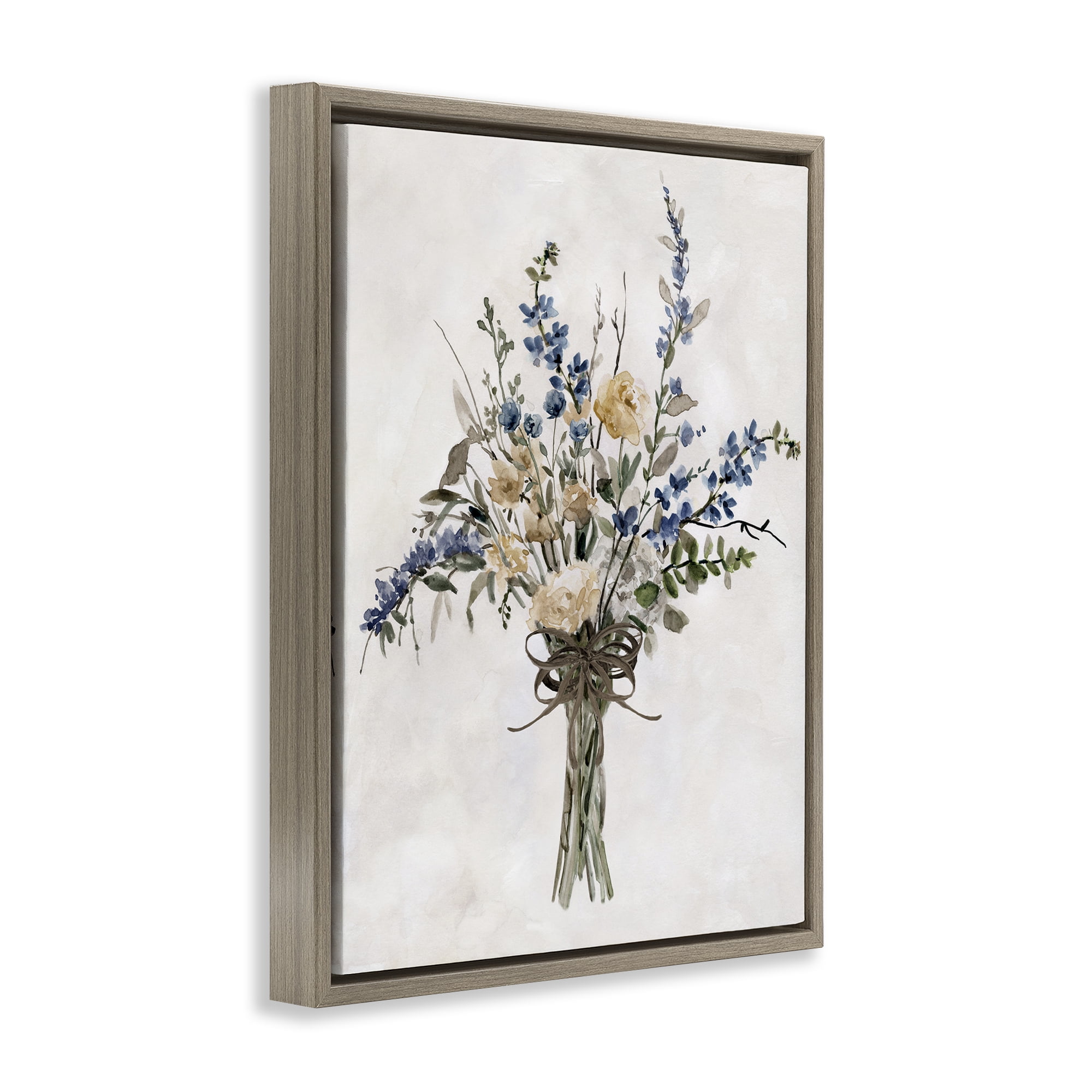 Stupell Industries Subdued Flower Bushel Brown Framed Floater Canvas Wall Art, design by Carol Robinson