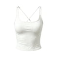 thumbnail image 5 of Awwp Women's Double Lined Basic Spaghetti Strap Unstructured Tank Top Adjustable Slim Sleeveless Crew Neck Tank Camisole White L, 5 of 7