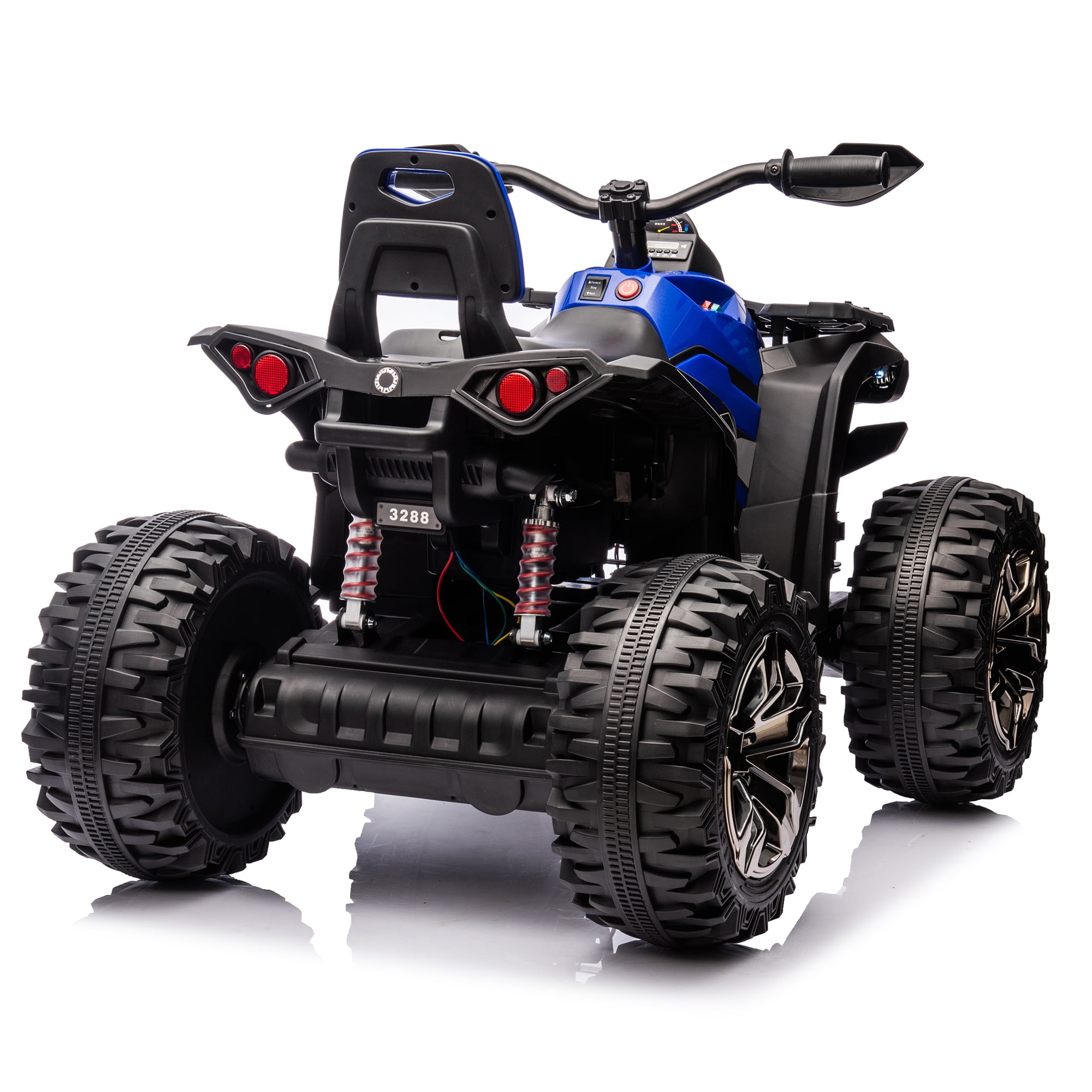 800W Dirt Quad w/ Remote Control - 24V Powered Ride on ATV, Electric Powerful 4-Wheeler for Big Kids, Up to 5.5 mph, Knee Pads, Blue