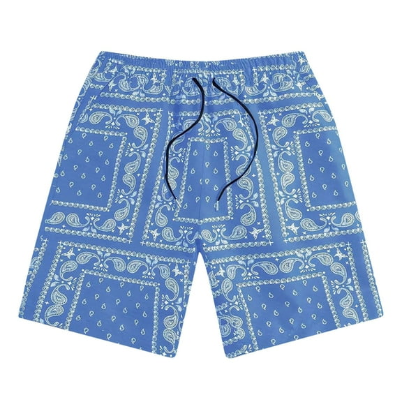 Men's Summer Boho Paisley Print Shorts Casual Adult Drawstring High Waisted Graphic Shorts with Pocket Mens Shorts Athletic with Pockets