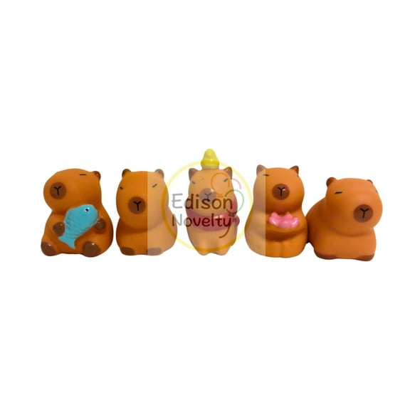 Set of Five 2 Inch Rubber Capybara Figures