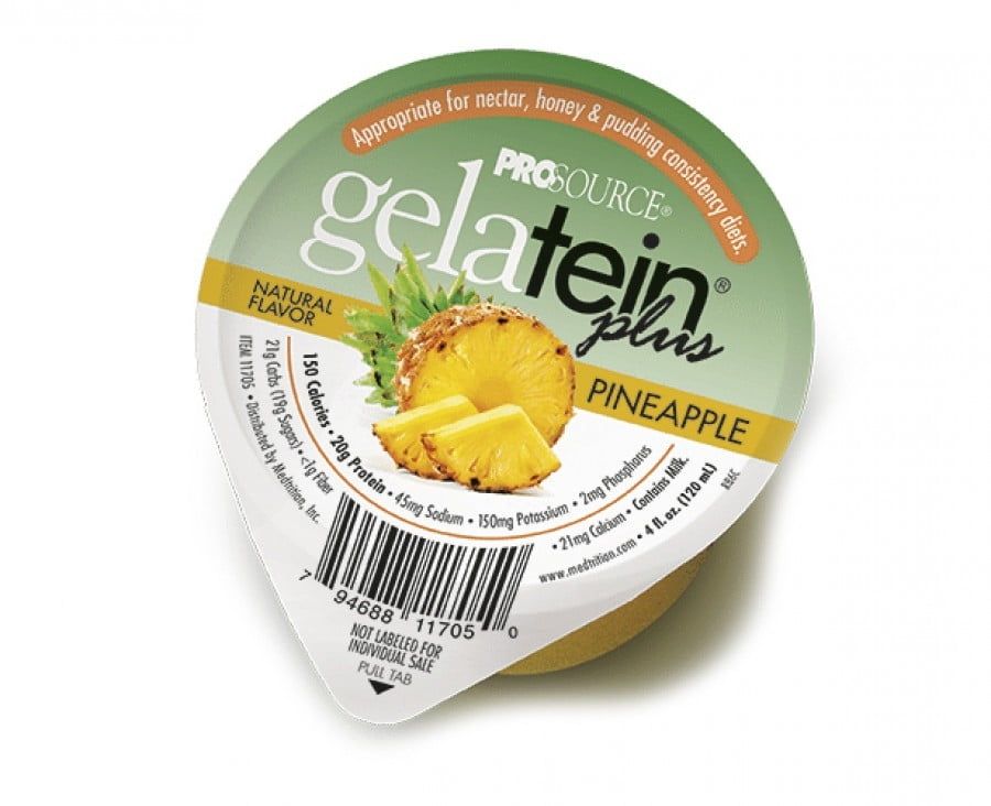 Gelatein Plus High Protein & Calorie Gelatin, Pineapple, 4 oz, 36/Case