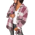 thumbnail image 1 of Plaid Shirts Loose Comfortable Long Sleeved Single Breasted Polyester Fiber Women Button Top for Daily Work, 1 of 7