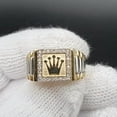 thumbnail image 2 of 925 Sterling Silver Solid Flawless Men Gold Plated Diamond Ring , Men's Engagement Ring , Hallmarked Gold Ring, Mens Iced Out Natural Diamonds Wedding Ring Jewelry., 2 of 4