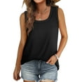 thumbnail image 3 of MOSHU Ribbed Trim Tank Tops for Women Flowy Round Neck Women Shirts Loose Fit Sleeveless Summer Tops, 3 of 12