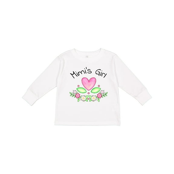 Inktastic Mimi's Girl Heart Flowers Girls Long Sleeve Toddler T-Shirt
