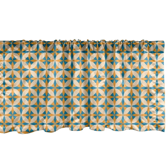 Ambesonne Vintage Window Valance, Abstract Origami, 54" X 18", Orange Teal Cream