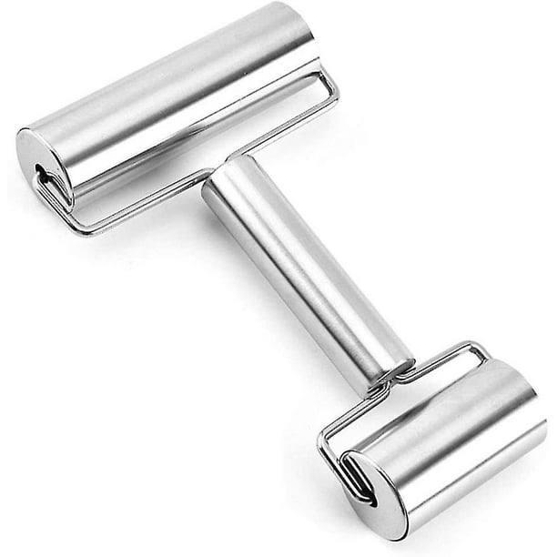 Rodillo de amasar de acero inoxidable suave y antiadherente, rodillo para masa de Pizza que ahorra tiempo para hornear en la cocina casera, rodillos en forma de H
