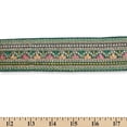 thumbnail image 3 of 2.5 Inch Multicolored Floral Metallic Embroidered Plain Woven Corded Trim By The Yard For Sewing, Crafts, Decor, & Upholstery Projects (Hunter Green / 1 Yard), 3 of 3
