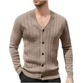 thumbnail image 2 of DPTALR George Men's Cable Knit Cardigan V-Neck Sweater Classic Casual Knitwear with Buttons Coffee Big and Tall Men XS, 2 of 7