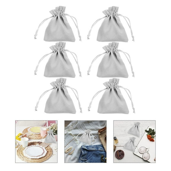 PAMINGONO 6Pcs Small Cloth Drawstring Bags for Jewelry and Treats in Classic Style