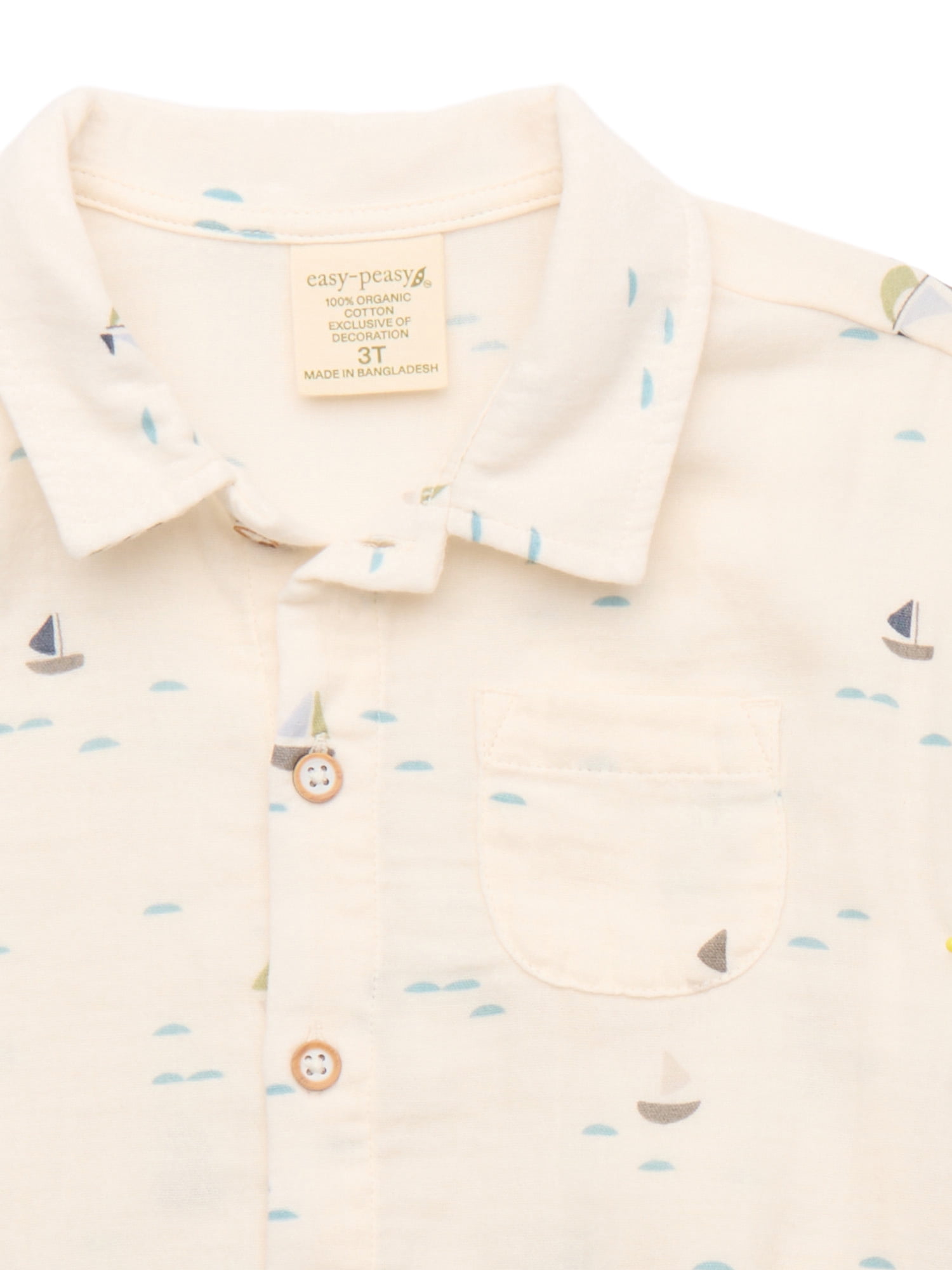 easy-peasy Toddler Boys’ Organic Cotton Shirt and Shorts Outfit Set, 2-Piece, Sizes 18M-5T