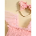 thumbnail image 6 of Musuos Baby Girl Summer 2Pcs Romper Outfit 3 6 12 18 24Months Fly Sleeve Tulle Butterfly Cute Romper Dress with Bow Headband, 6 of 10