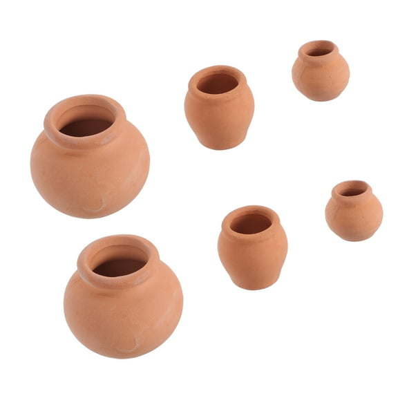 Hytrove Miniature Pots Ceramic Khaki 6Pack 1.4x1.7in